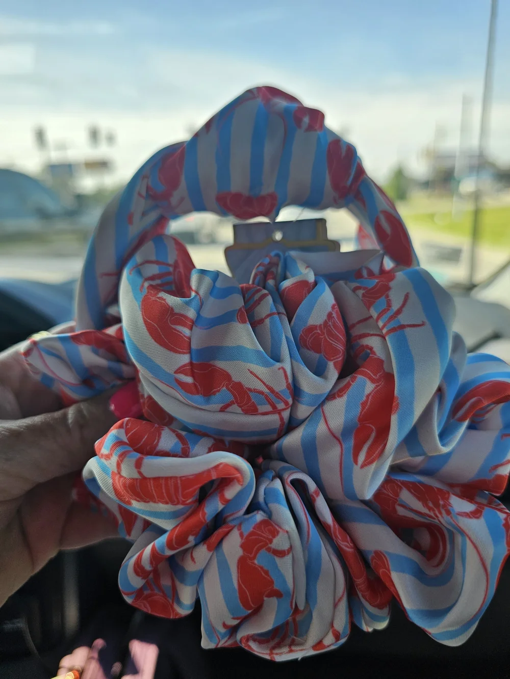 Piper Women's Red Lobster Print Headband with Matching Scrunchie